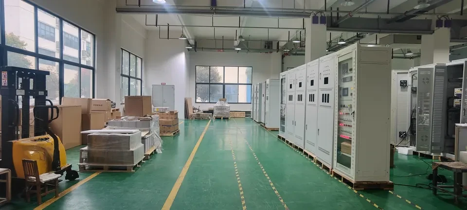 Electrical cabinets and packaged materials in the Fubang workshop