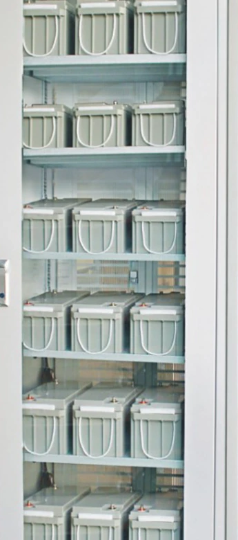 Battery shelves in a separate GZG10 cabinet arrangement